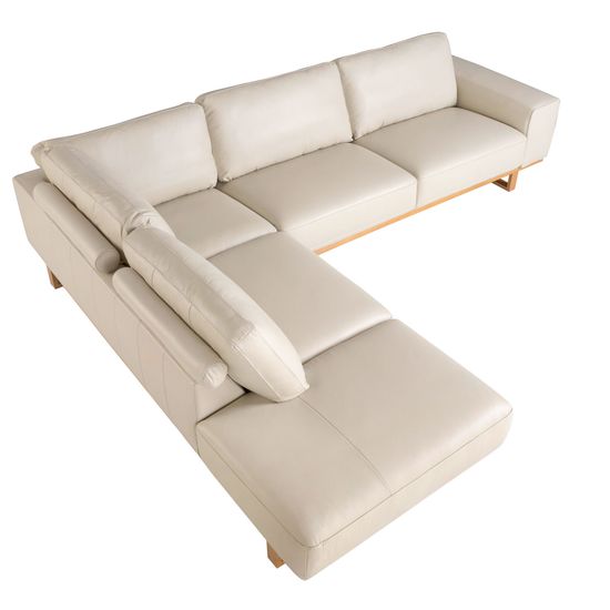 Угловой диван с левым шезлонгом 6204/5603-L-T541011 Angel Cerda из песочной кожи
