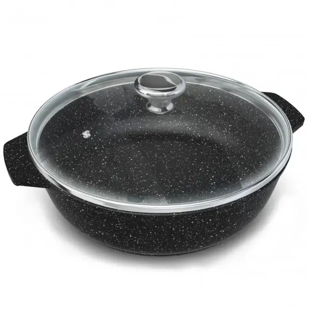Жаровня литой алюминий 3л «Neva Granite» со стекл. крышкой NG6530