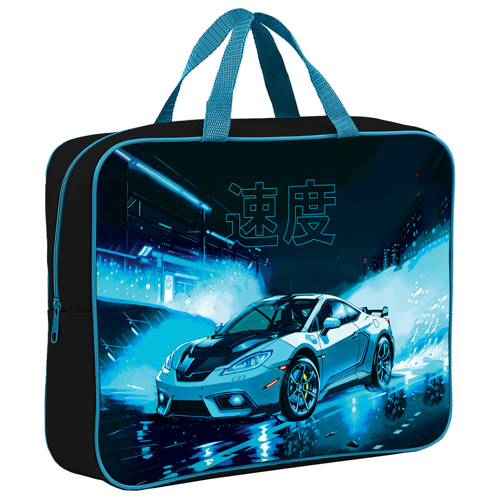 Папка на молнии с ручками BRAUBERG А4, 1 отделение, полиэстер, 80мм, Night race, 272180