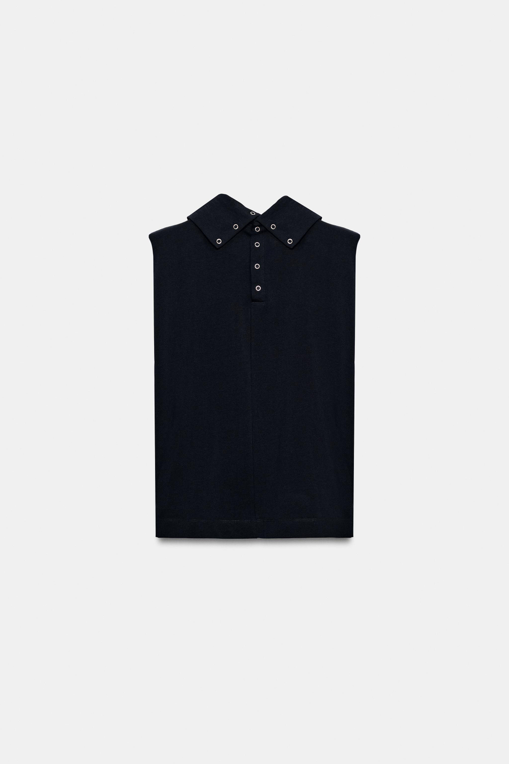 ZARA ТОП С ВЫСОКИМ ВОРОТНИКОМ И ПОДПЛЕЧНИКАМИ, МОРСКОЙ СИНИЙ