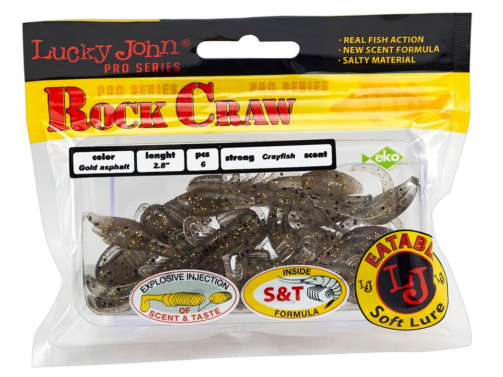 Твистеры съедобные LJ Pro Series ROCK CRAW 2.8in (7,2 см), цв. S02, 6 шт.