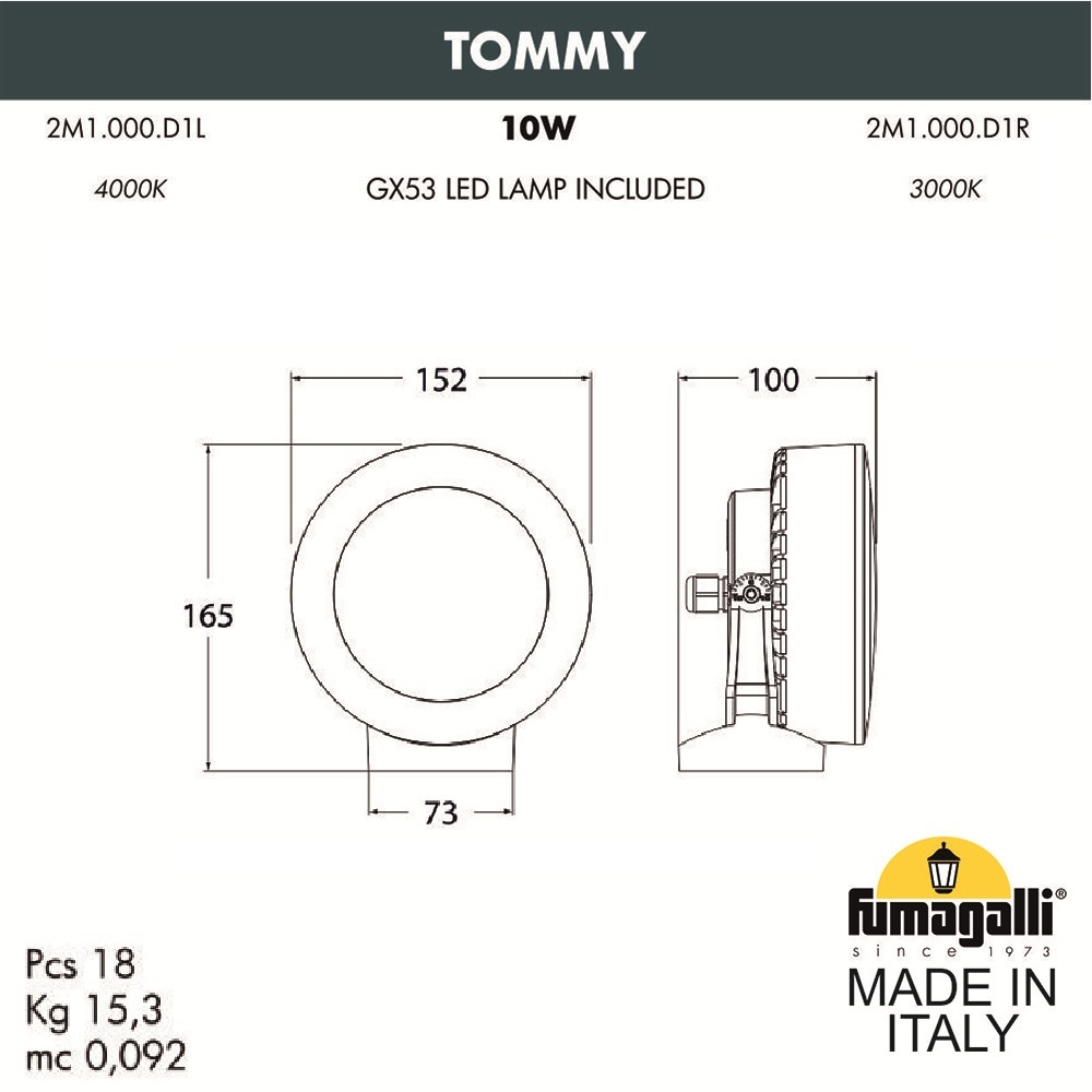 Уличный настенный светильник Fumagalli TOMMY 2M1.000.000.WXD1L