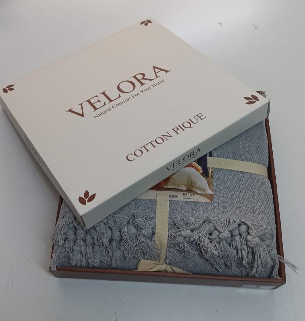 Velora Home Плед LUX Однотонный-2 серый цвет 200х230 100% Хлопок