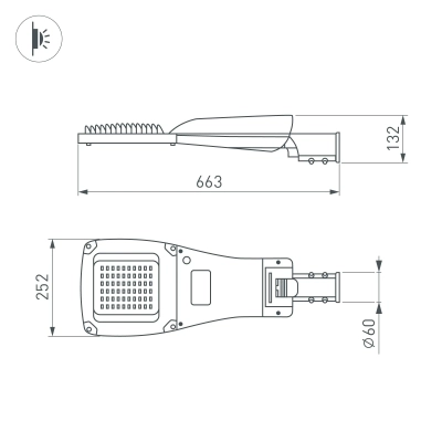 Светильник OXOR-GRES-663х252-90W Day4000 (GR, 150x80 deg, 230V) IP66 (Arlight, -)