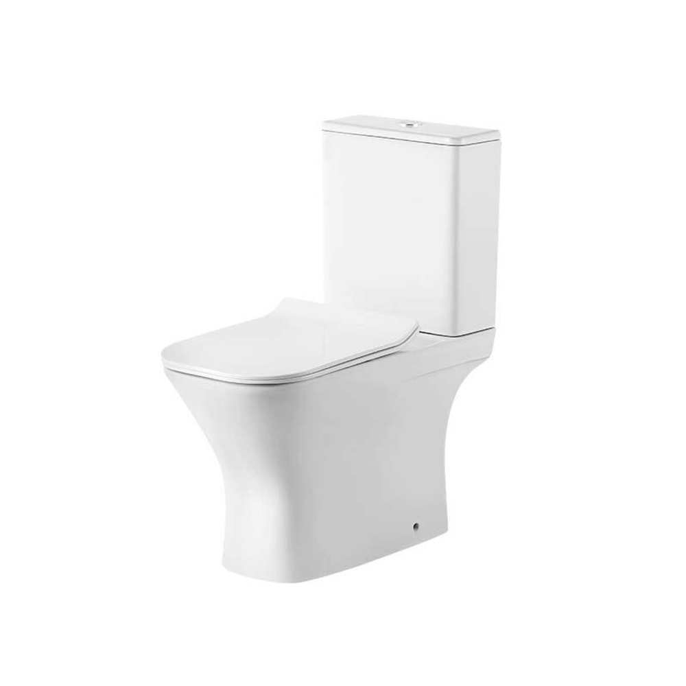 Унитаз напольный Grossman Classic GR-4464SQ (640х350х800) безободковый,белый с тонкой крышкой,микролифт,смыв торнадо,2 места
