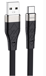 Usb Кабель-зарядка Type-C Hoco X53 Angel silicone 3A 1м плоский силиконовый чёрный