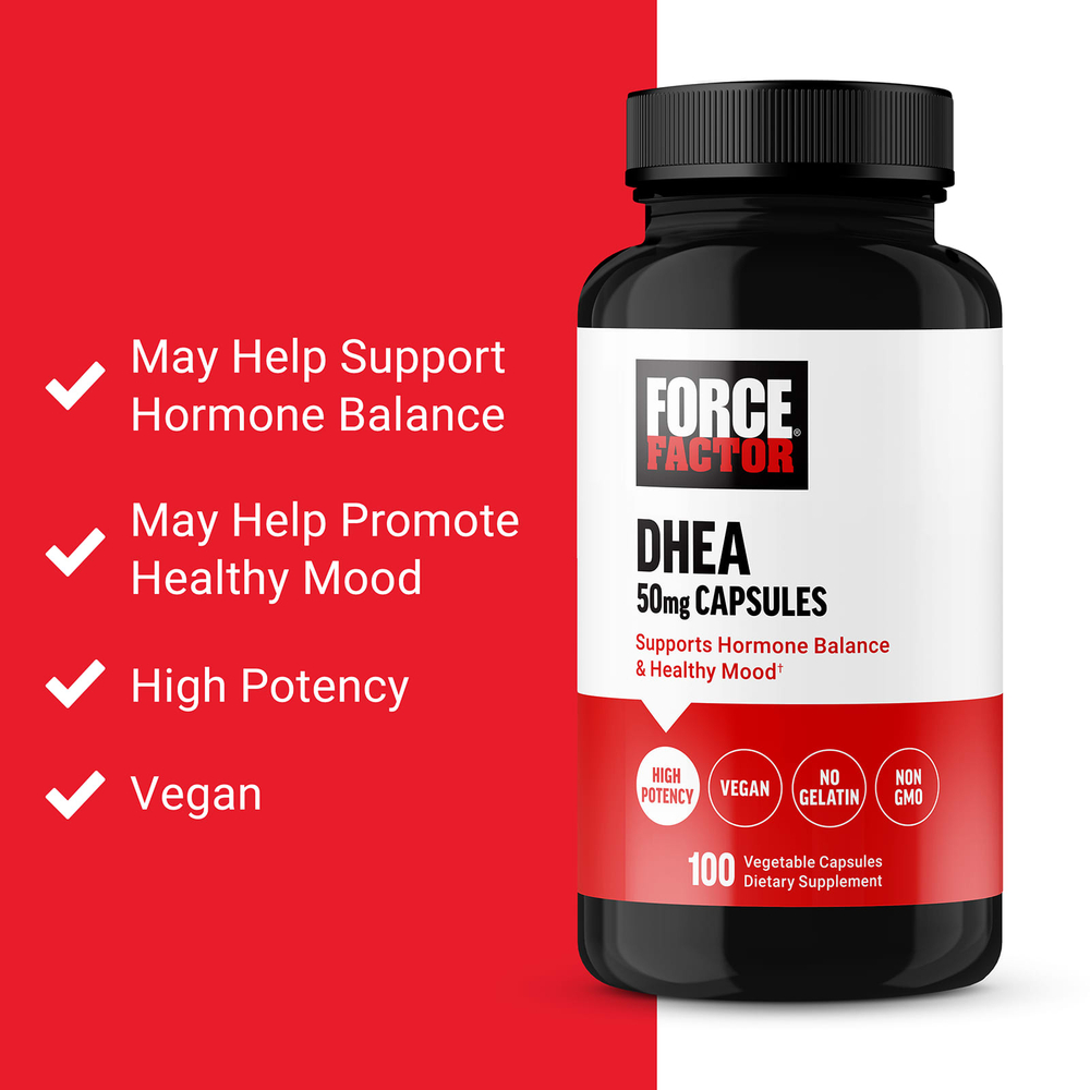 Force Factor, ДГЭА, 50 мг, 100 растительных капсул