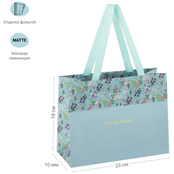Пакет подарочный 23*18*10см MESHU "Pastel blue", отд. фольгой, матовая ламинация