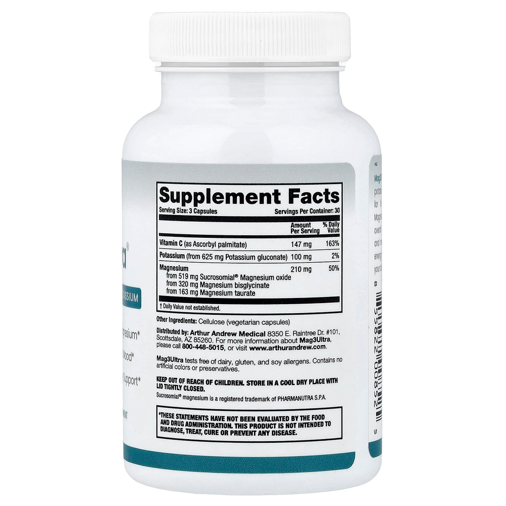 Arthur Andrew Medical, Mag3Ultra®, комплекс магния с калием, 90 капсул