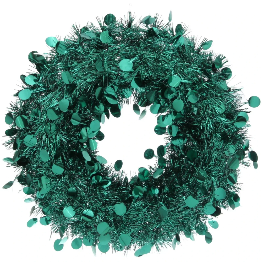 Венок декоративный TINSEL «Изящный блеск» 38 см, Изумруд