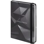 Ежедневник недатированный Brauberg Geometry, А5, 128л, твердый, резинка, черный