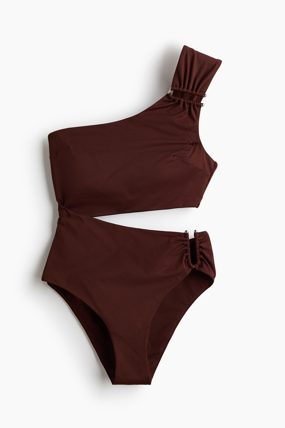 Слитный купальник High Leg на одно плечо — Тёмно-коричневый - H&M