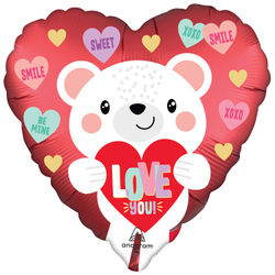 Шар сердце Мишка белый Love you