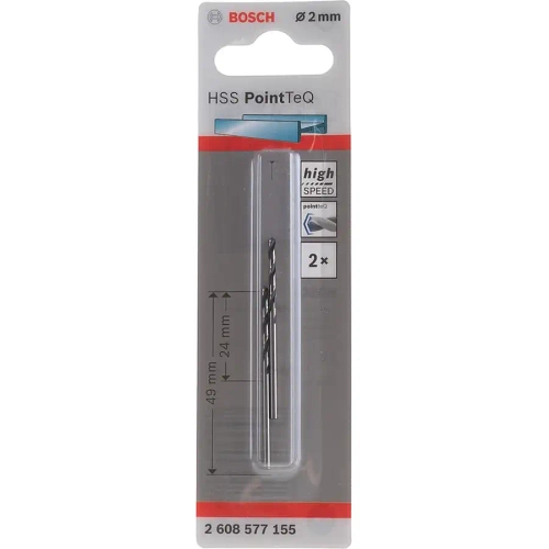Сверло по металлу 2х24х49 мм HSS PointTeQ BOSCH 2608577155