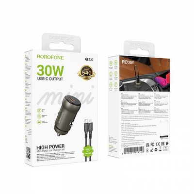 Автомобильное зарядное устройство для Lightning Borofone BZ32 PD30W (metal grey)