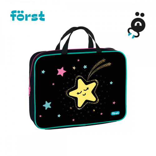 Папка текстильная с ручками 1 отделение, А4 Först "Stars", 350*265*80мм, тексти