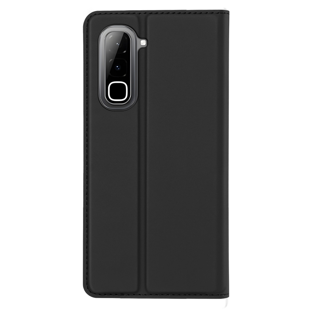 Чехол книжка из кожи черного цвета для смартфона Infinix Hot 70, серия Skin Pro Series от Dux Ducis