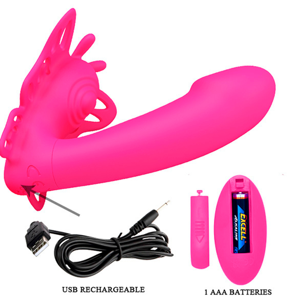 Розовый вибратор-бабочка для стимуляции точки G Pretty Love Katherine BI-014849W-1