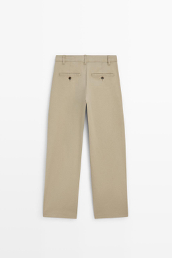 Massimo Dutti Брюки из эластичной хлопковой смеси, бежевый
