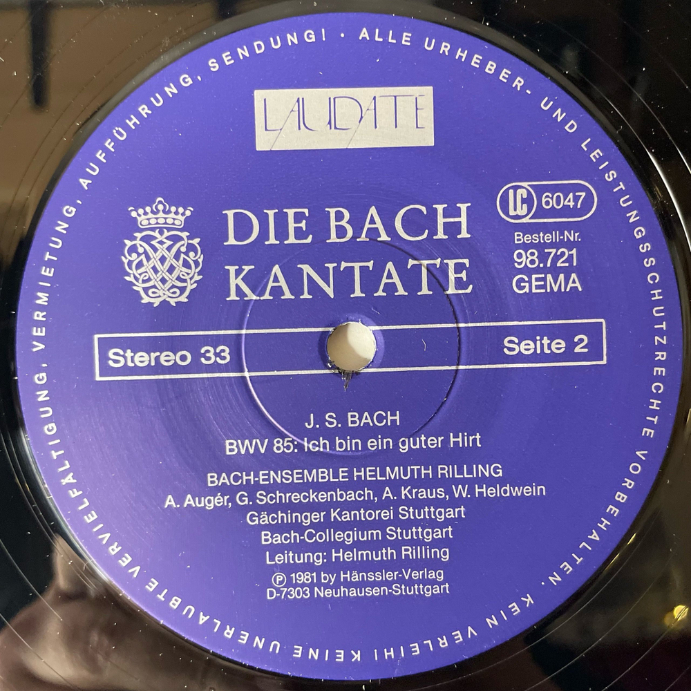Винтажная виниловая пластинка LP J. S. Bach И. С. Бах, Helmuth Rilling, Die Bach Kantate Кантаты, BWV 6, BWV 85 (Германия 1981)