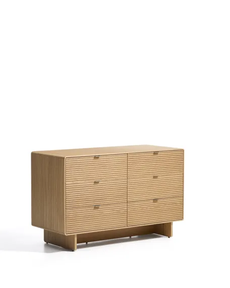 Комод Norlen с 6 ящиками из натурального шпона дуба, 120 x 75 см