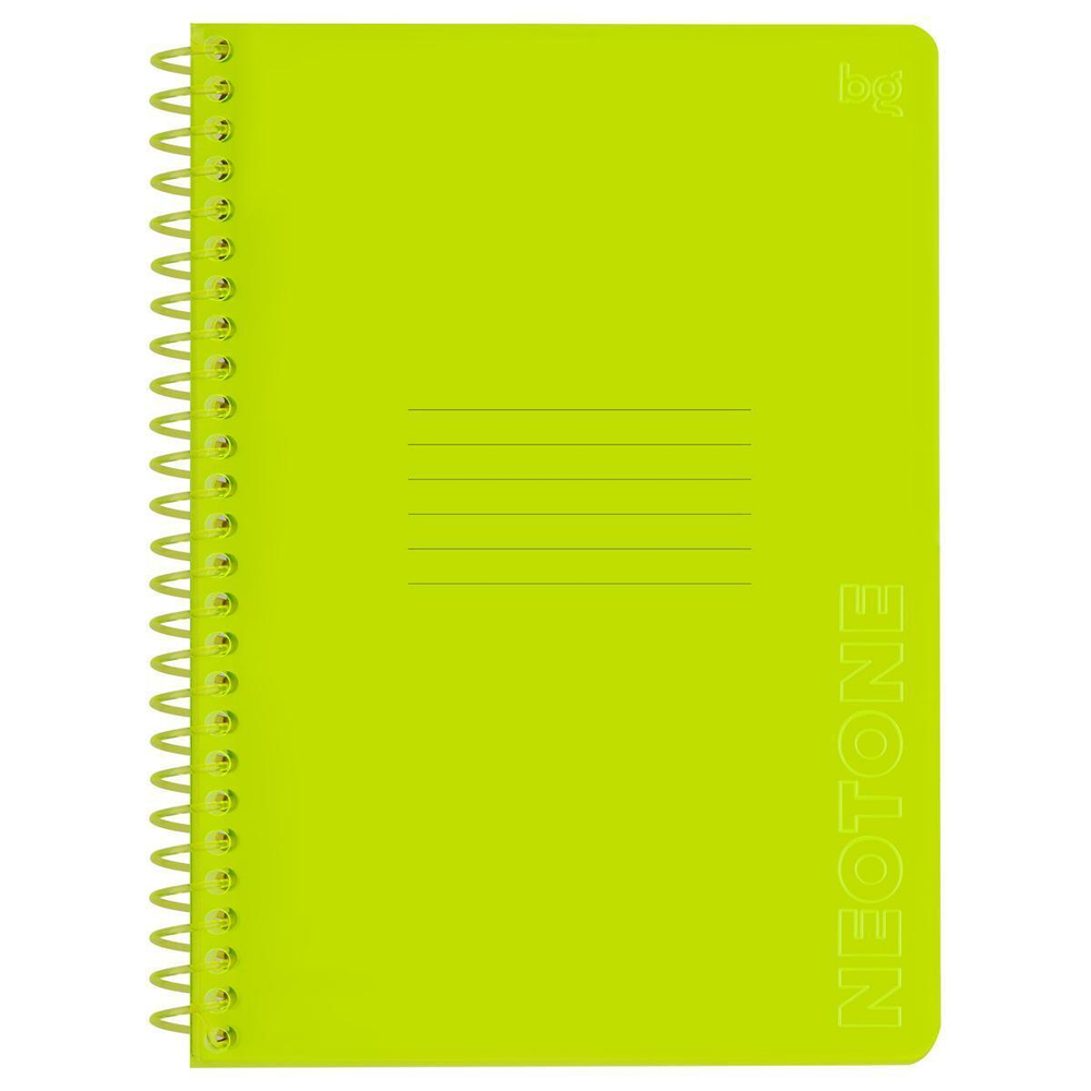 Тетрадь 48л. А5, клетка на пластиковом гребне, пластиковая обложка "Neon. Yellow" (BG)
