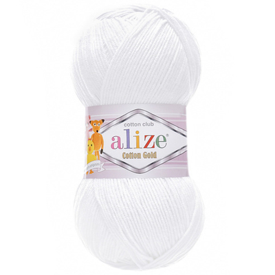 Пряжа Alize (Ализе) Cotton Gold / уп.5 мот. по 100 г, 330м, 055 белый A