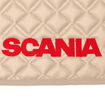 Ковры SCANIA 6 серии G (автомат), (экокожа, бежевый, бежевый кант, красная вышивка)