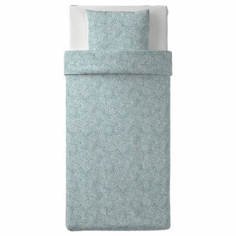 Комплект постельного белья IKEA TRADKRASSULA (ТРЭДКРАССУЛА), Односпальный, Сине-белый, 150x200, 50x80 см