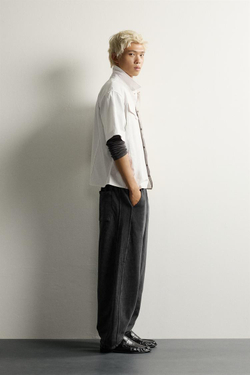ZARA БАЗОВЫЕ БРЮКИ-ДЖОГГЕРЫ BALLOON FIT, ТЕМНЫЙ АНТРАЦИТ