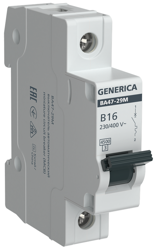 Автоматический выключатель ВА47-29М 1P 16А 4,5кА B GENERICA