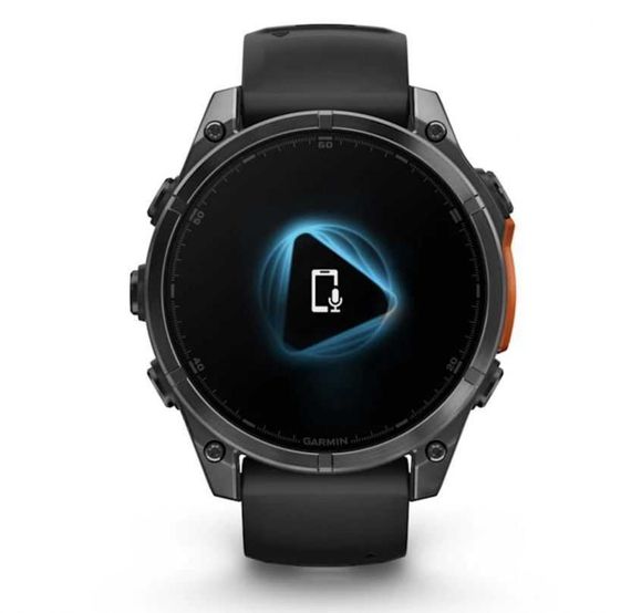 Умные часы Garmin Fenix 8, 47 мм, AMOLED, серый, черный силиконовый ремешок