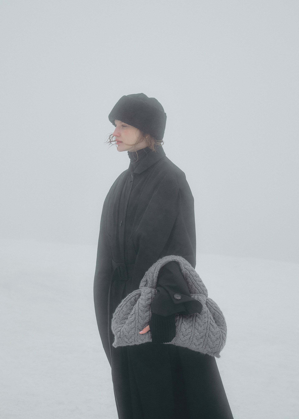 POLENE СУМКА NUMERO NEUF LARGE MERINO, СЕРЫЙ