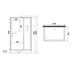 Душевая кабина Niagara Standart ST120/90/15Q/BK (120х90х200) прямоугольник,поддон 15см,распашная,проф.белый,без крыши,3 места