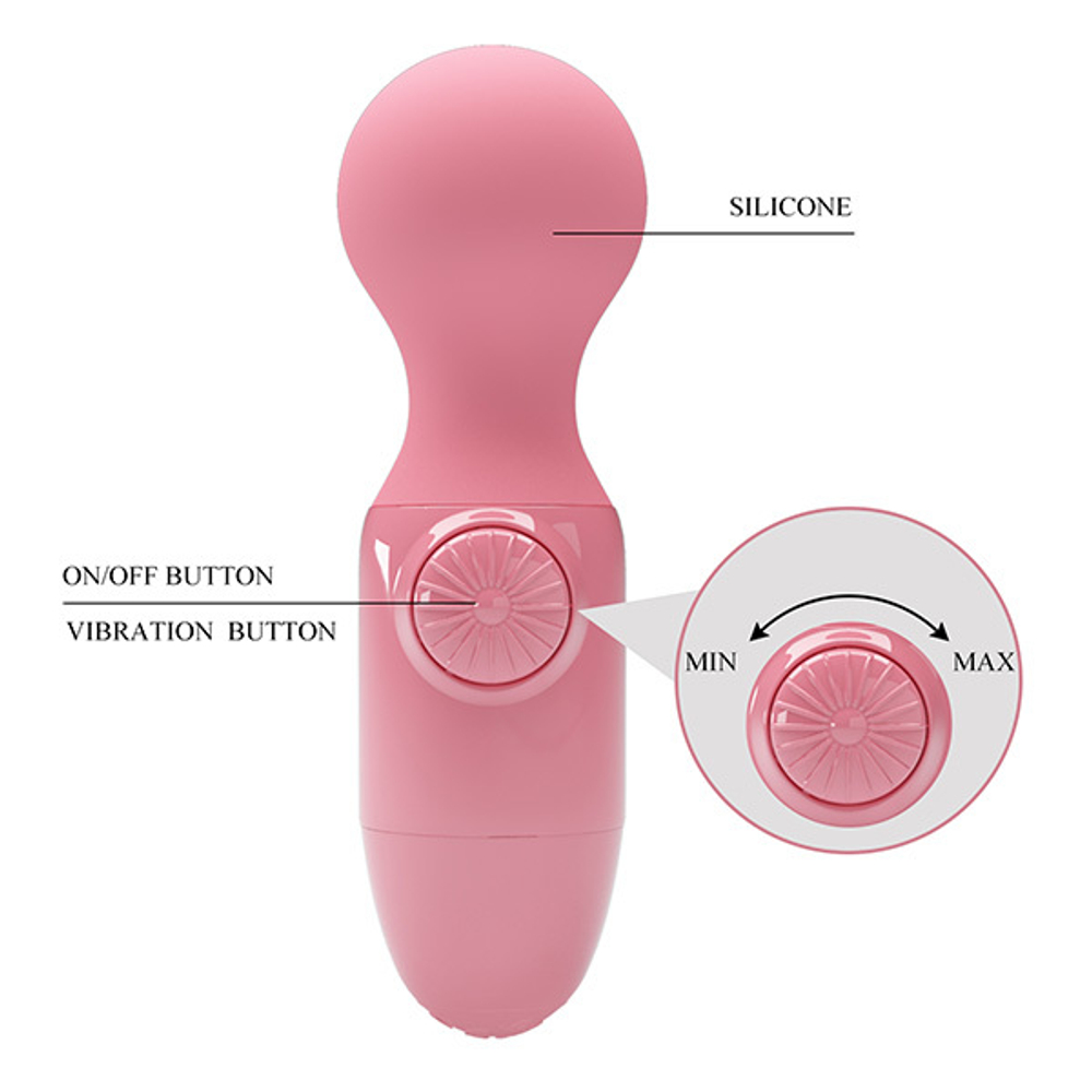 Нежно-розовый мини-вибратор с шаровидной головкой Pretty Love Mini Stick BI-014998