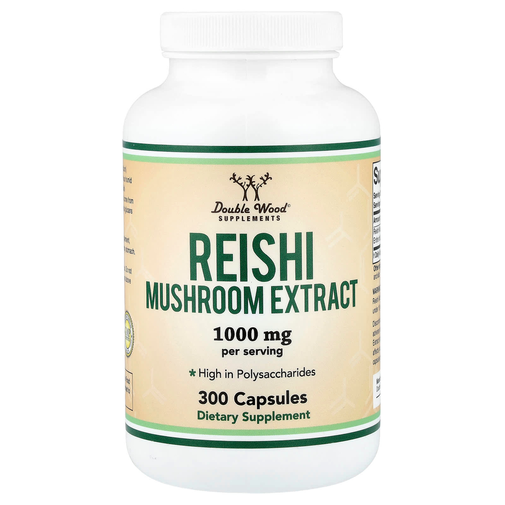 Double Wood Supplements, экстракт грибов рейши, 300 капсул (500 мг в 1 капсуле)