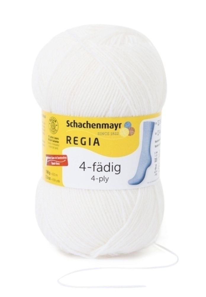 Пряжа носочная Regia 4-fadig (02080/Белоснежный) 420м/100 гр