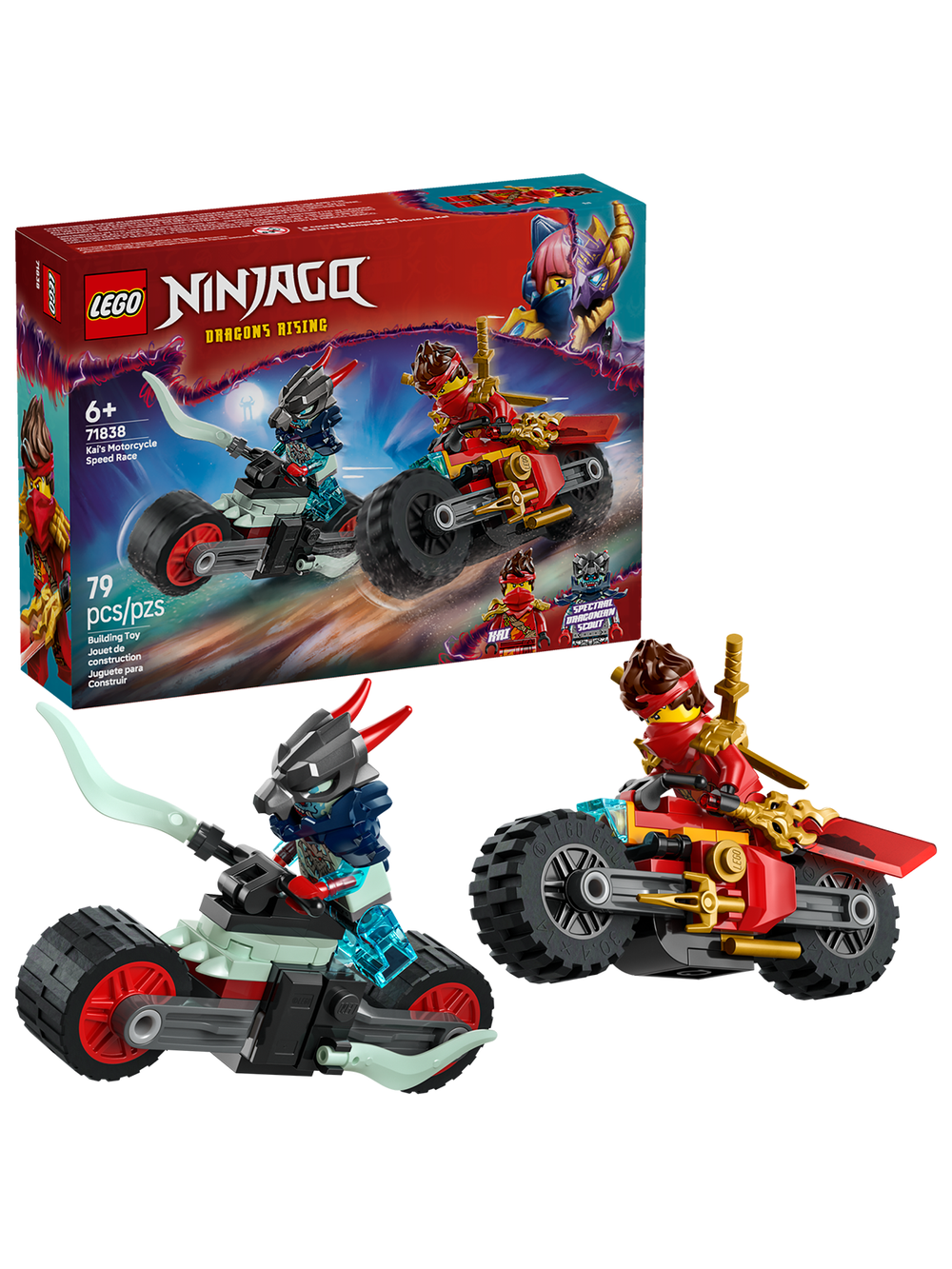 Конструктор Лего Ниндзяго Скоростная гонка на мотоцикле Кая 71838 LEGO Ninjago Kai’s Motorcycle Speed Race 79 деталей 6+