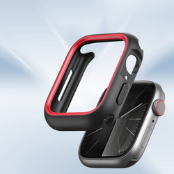 Чехол-бампер для часов Apple Watch серия 10, размер 42мм, черный цвет с красной вставкой (Black/Red) от Dux Ducis, серия Bamo Series