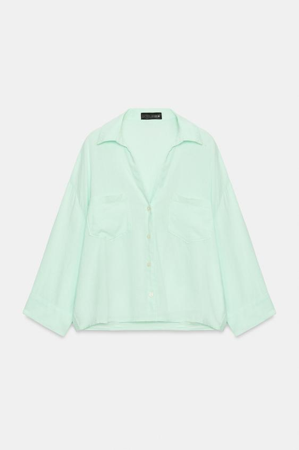 ZARA ЛЬНЯНАЯ РУБАШКА СВОБОДНОГО КРОЯ, МЯТНЫЙ