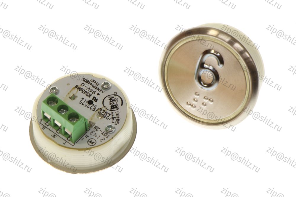 Кнопка (кнопочный модуль) BBP-R331-CMPLT-D-W "6 этаж", круглая, динамическая белая подсветка, Брайль.