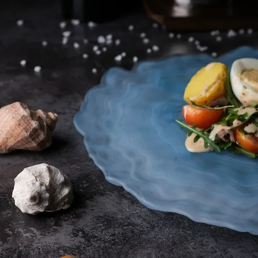 Тарелка d 24 см h2 см Blue Sunset матовое стекло P.L. Proff Cuisine [6]