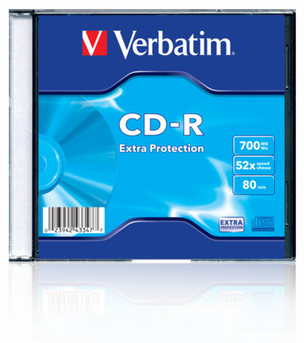 Оптический диск Verbatim CD-R 700MB 52X Extra Protection, Slim Case, 1 шт