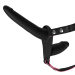 Черный страпон 15см на ремнях с вагинальной пробкой ToyFa Black&Red 901410-5