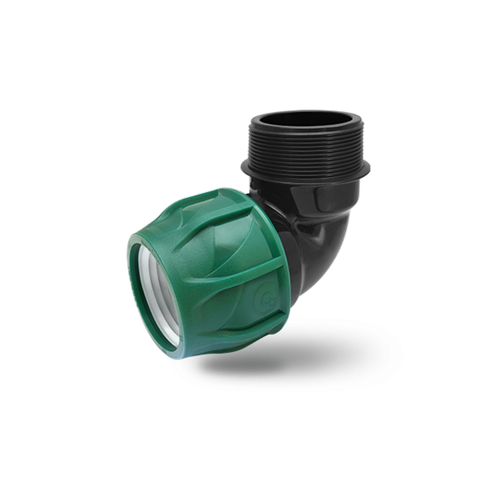 Отвод ПЭ с наруж. труб. резьбой 40х1" (обж.) POELSAN GREEN
