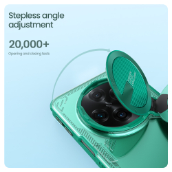 Чехол прозрачный зеленого цвета от Nillkin с металлической откидной крышкой на OPPO Find N5, серия Iceblade Fold Case