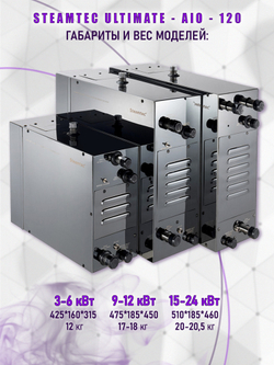 Steamtec TOLO AIO 120 - 12 кВт парогенератор для хамама и турецкой бани / Серия Premium