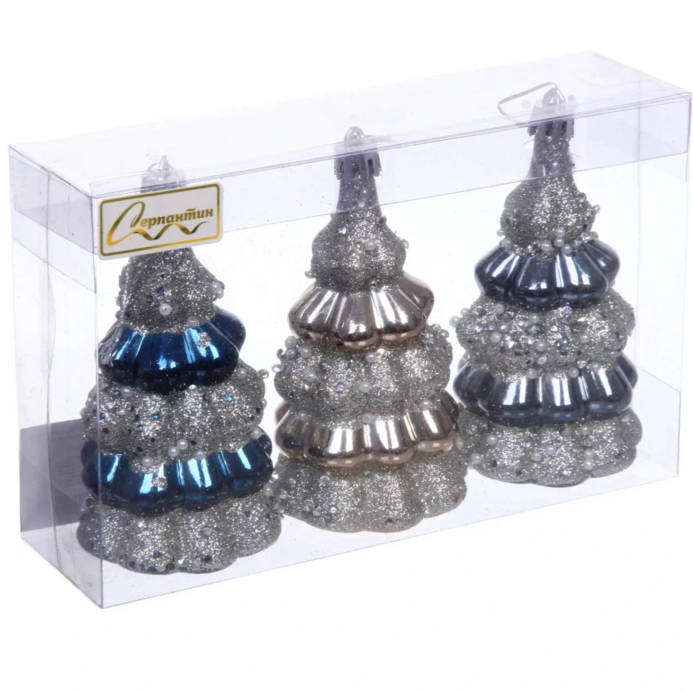 Набор украшений SHINE «Magic tree» 6х10 см (3 шт.), night blue/champagne silver/grey