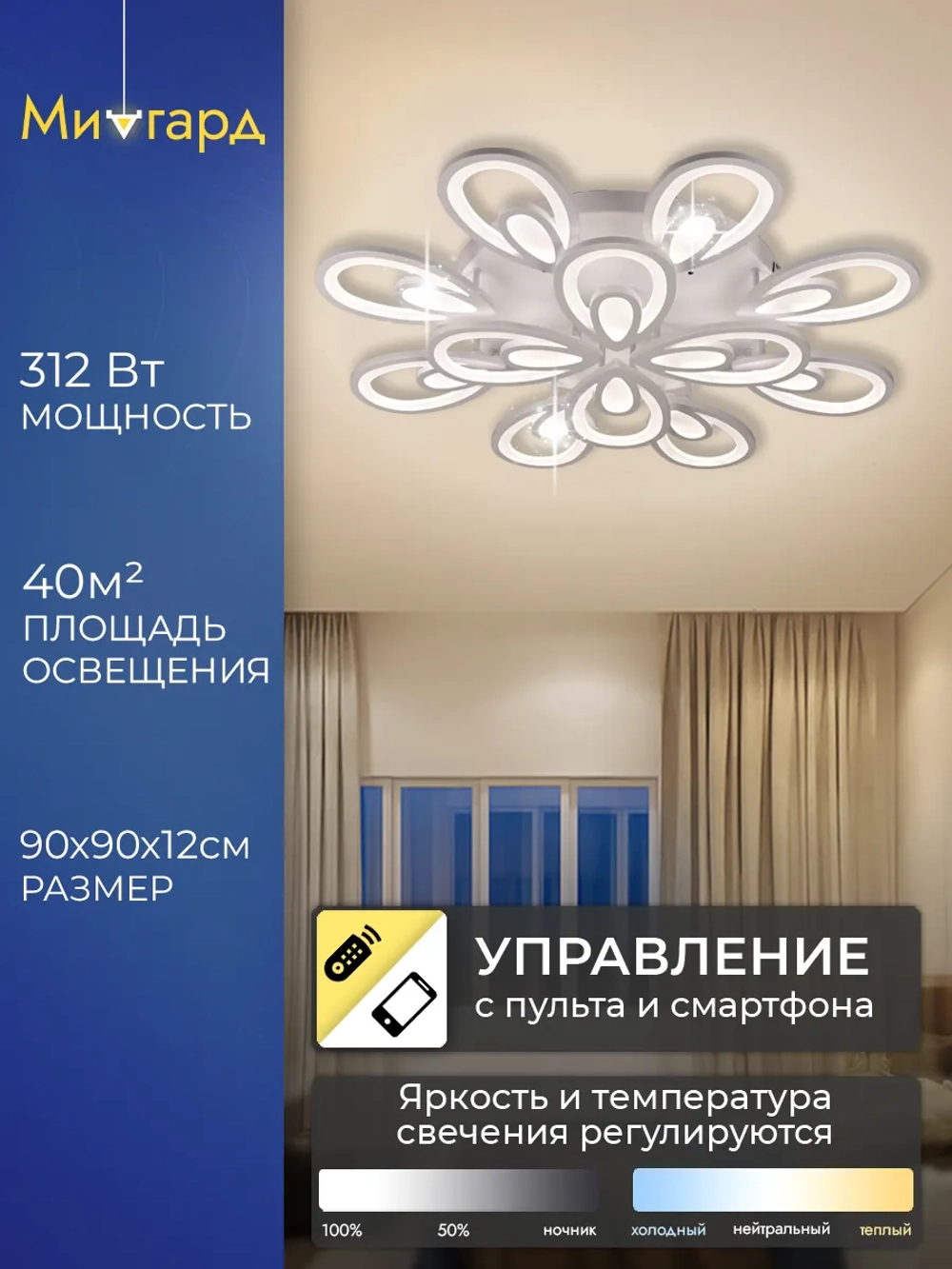 Люстра потолочная светодиодная 2034/8+4