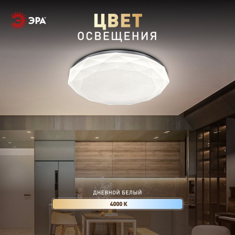 Светильник потолочный светодиодный ЭРА Классик без ДУ SPB-6 Slim Sparkle 36W-4K 4000K | Светильники SPB-6 без ДУ